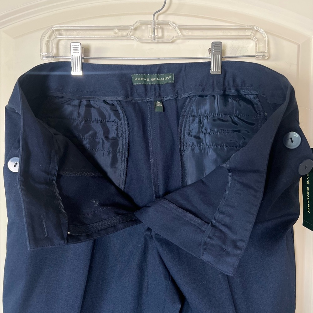 NWT Harve Benard Navy Blue Capri Pants Size 14 Cropped Stretch Slacks Capris - Picture 4 of 11